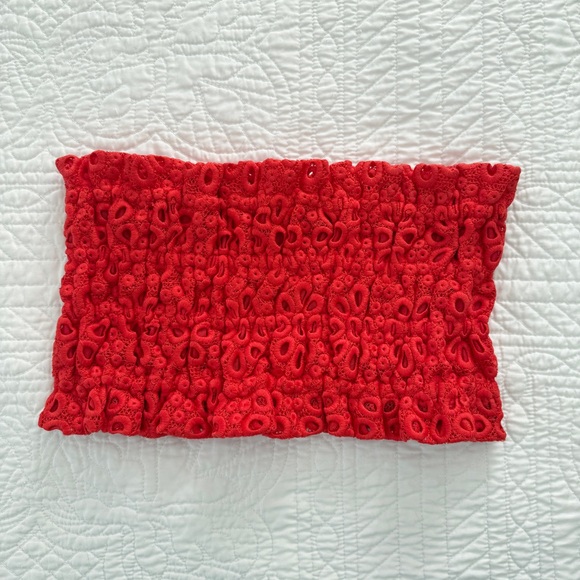 Hill House Eyelet Scallop June Crop Top & Delphine Skirt Set Poppy Red Small S - Picture 4 of 6